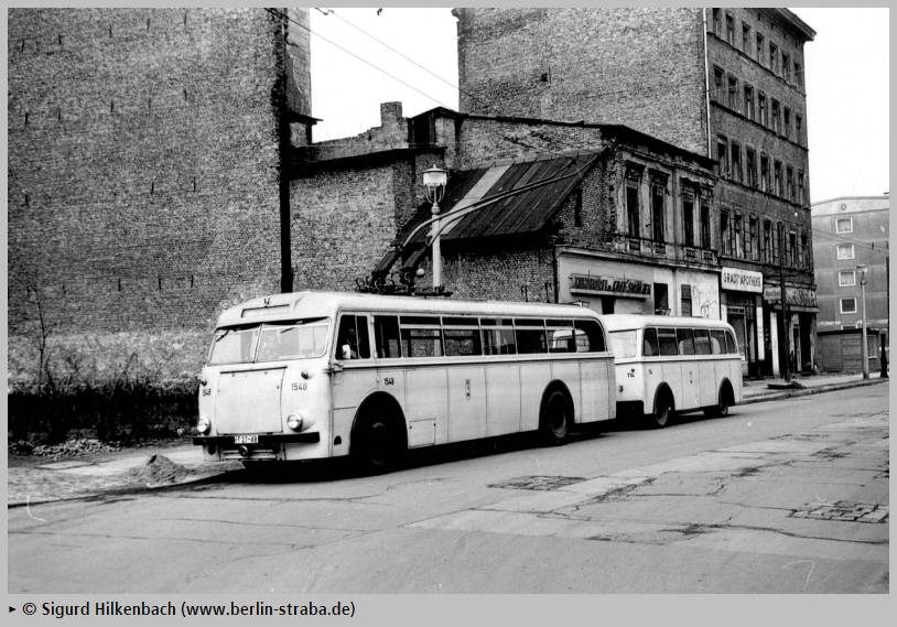 Trolleybus no. 09(II) of the GDR type LOWA W 602a with the Berlin car no. 1548 with trailer of the type LOWA W 700 (out of service)